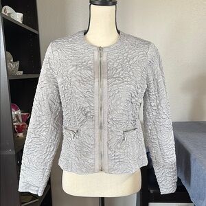 Women’s Laura Ashley Petite Size Small Gray Textured Jacket